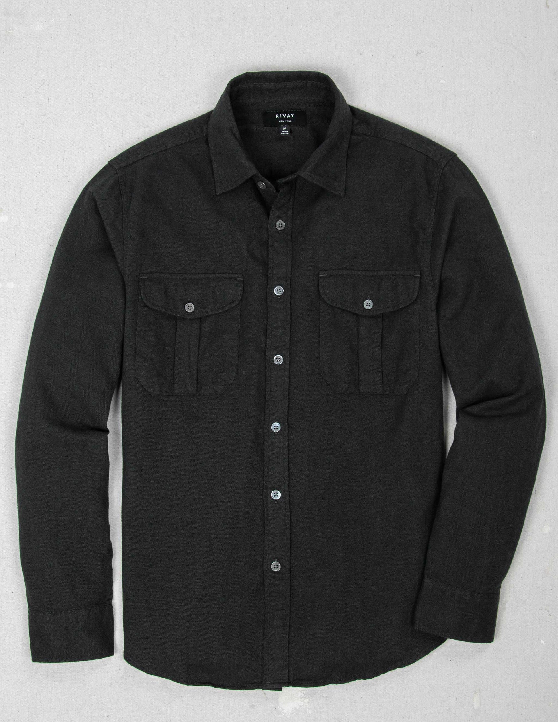Cortina Brushed Cotton Camp Shirt in Dark Olive