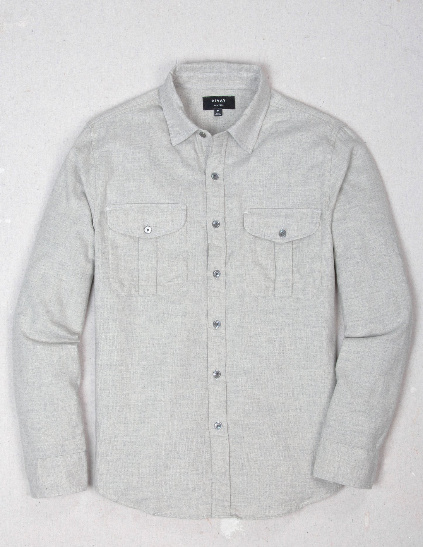 Cortina Brushed Cotton Camp Shirt in Light Grey