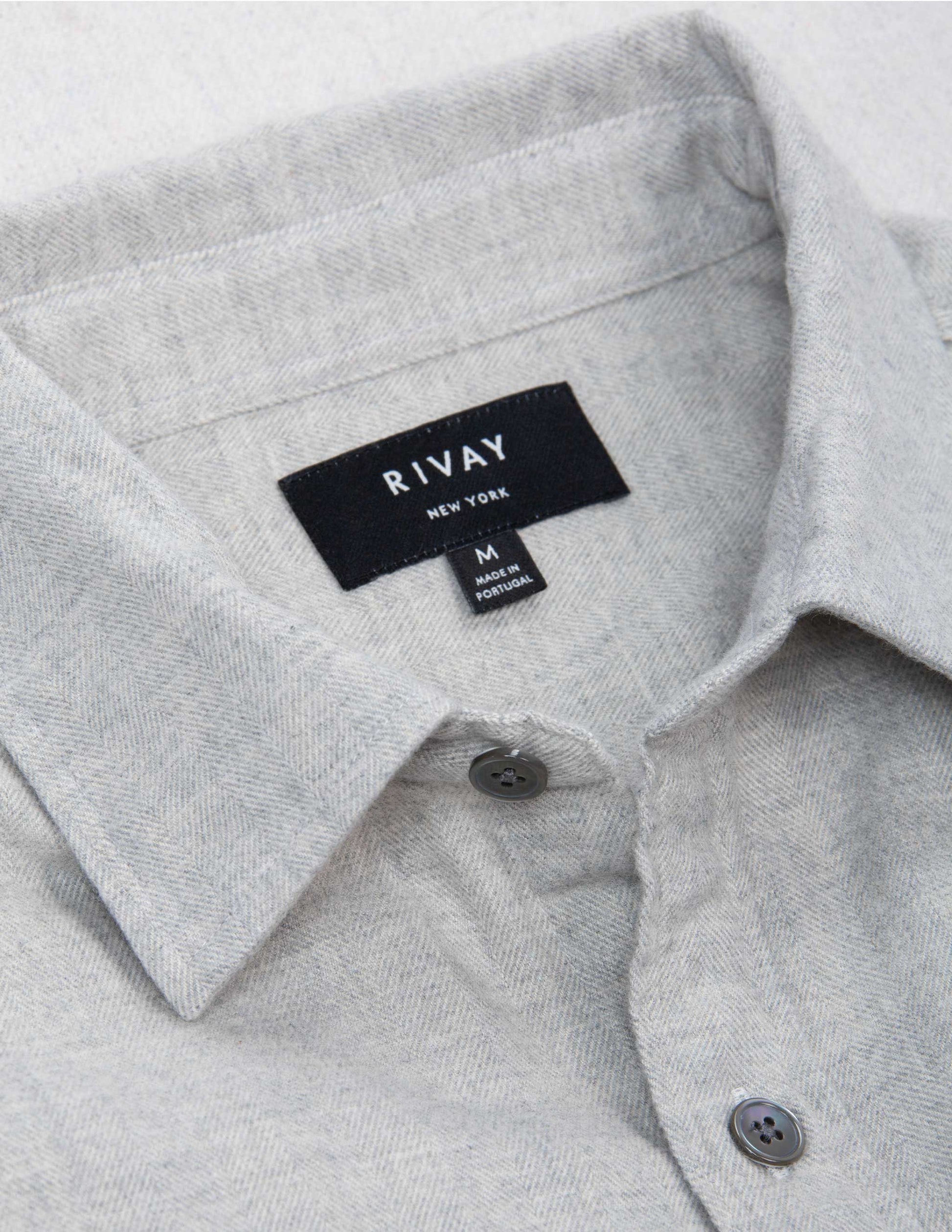 Cortina Brushed Cotton Camp Shirt in Light Grey