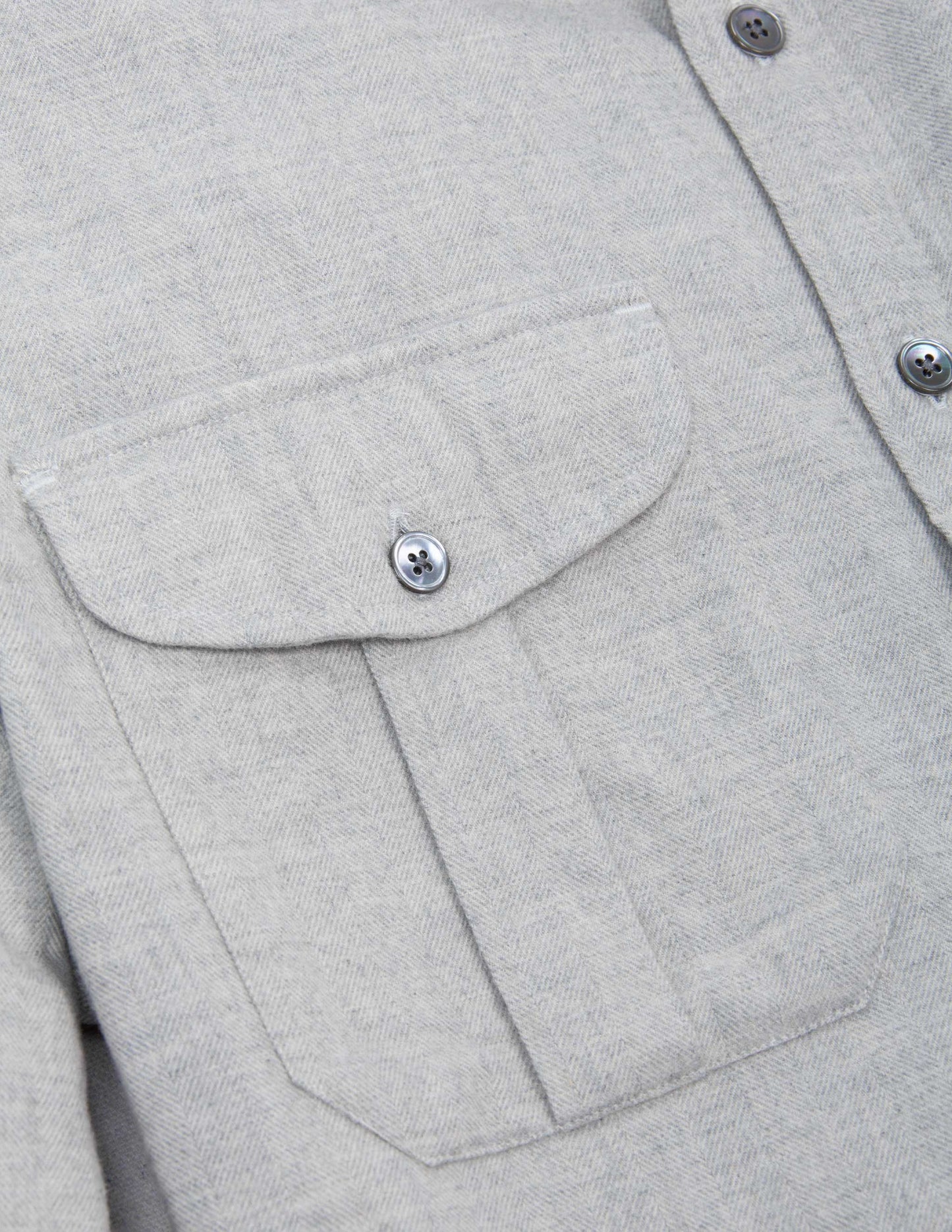 Cortina Brushed Cotton Camp Shirt in Light Grey