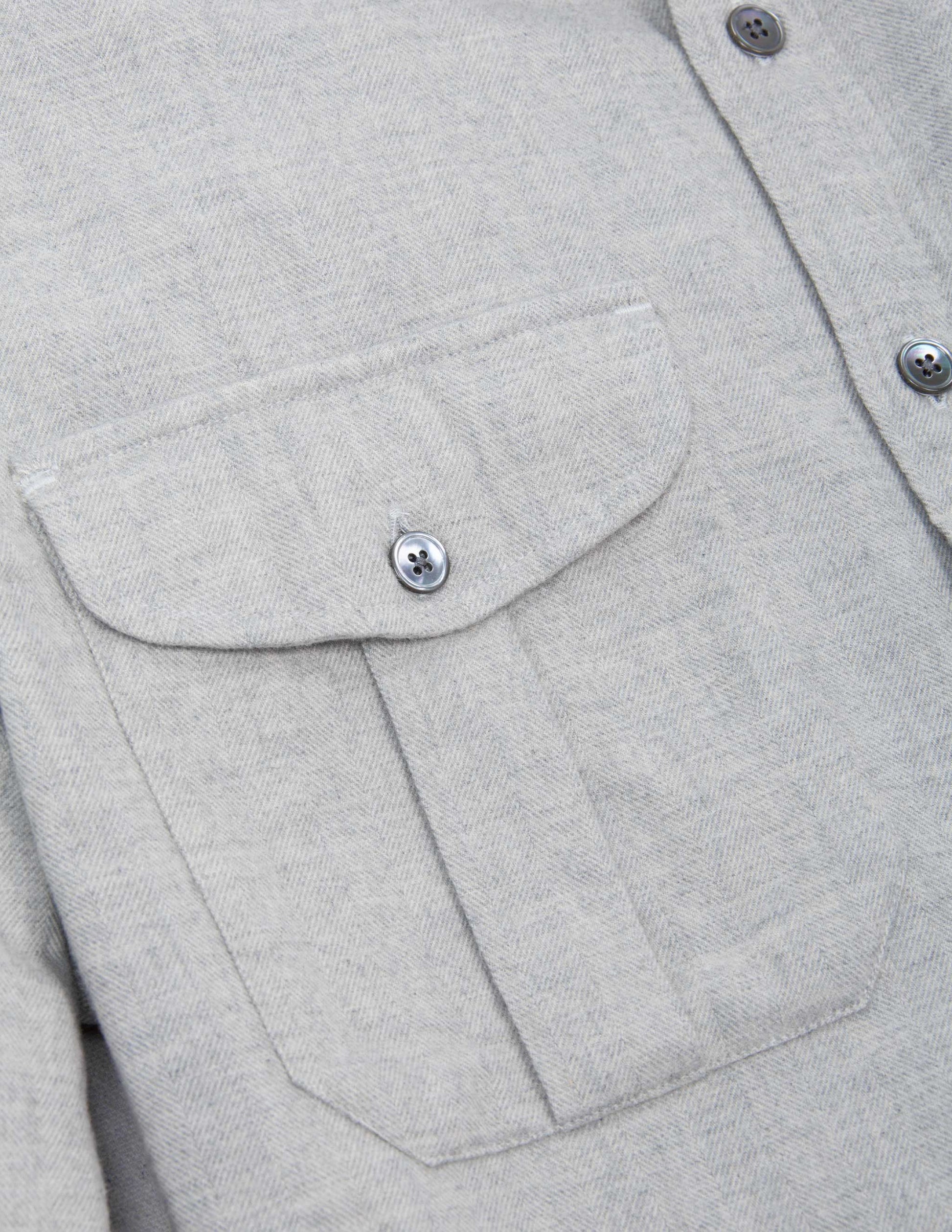 Cortina Brushed Cotton Camp Shirt in Light Grey