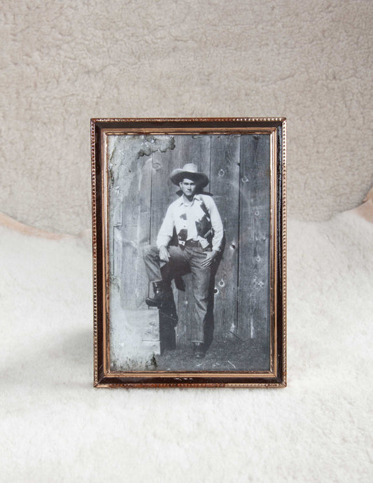 Vintage Cowboy Portrait in Painted Frame