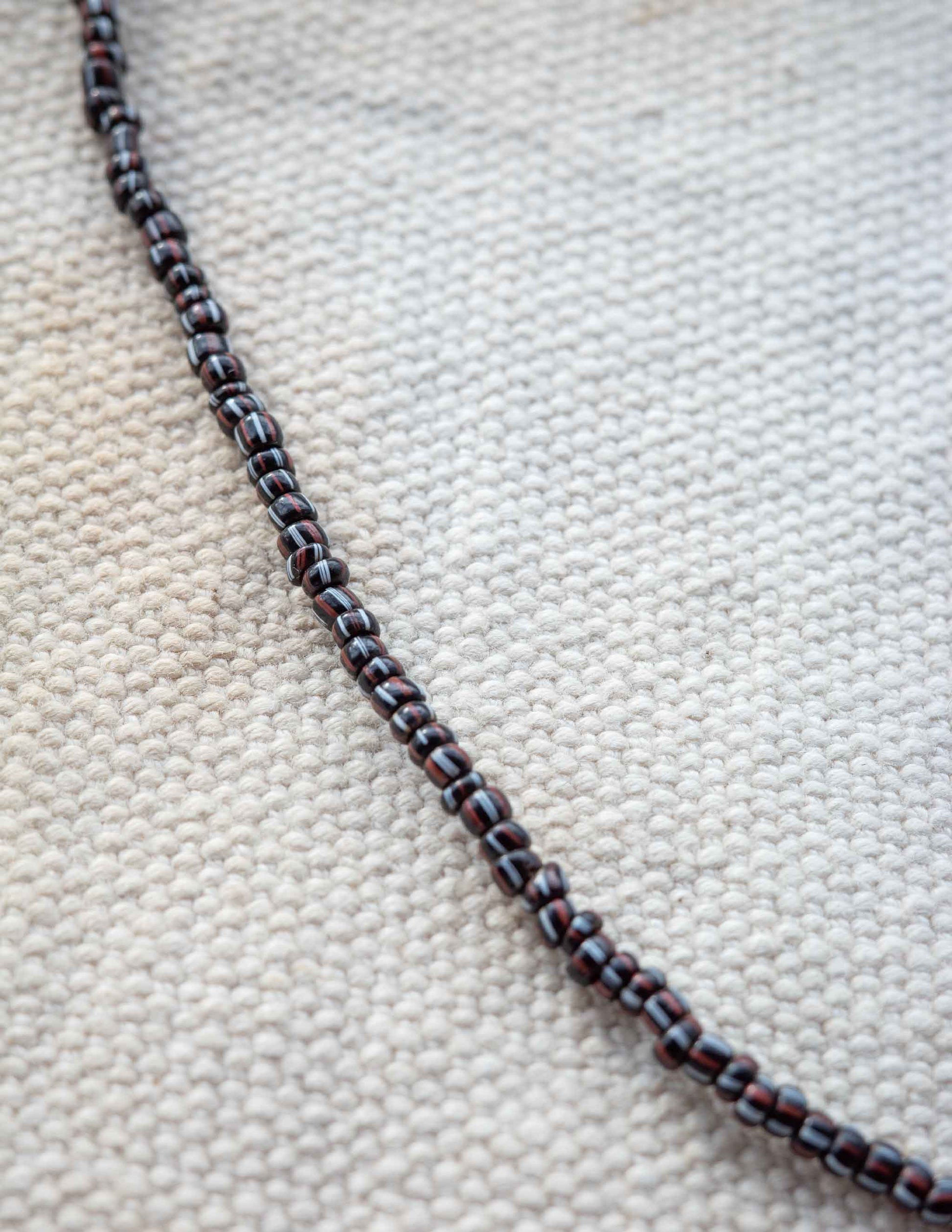 Vintage Black, Red & White Chevron Trade Bead Necklace