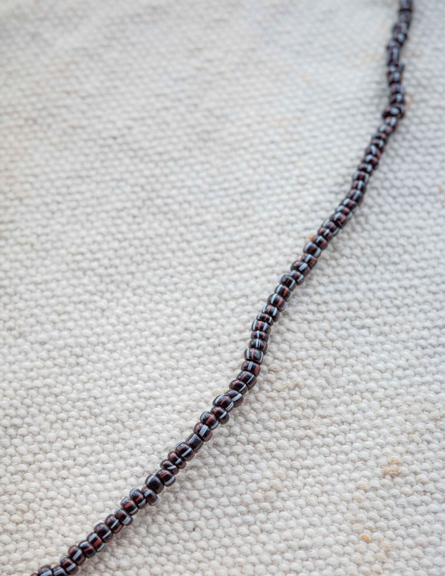 Vintage Black, Red & White Chevron Trade Bead Necklace