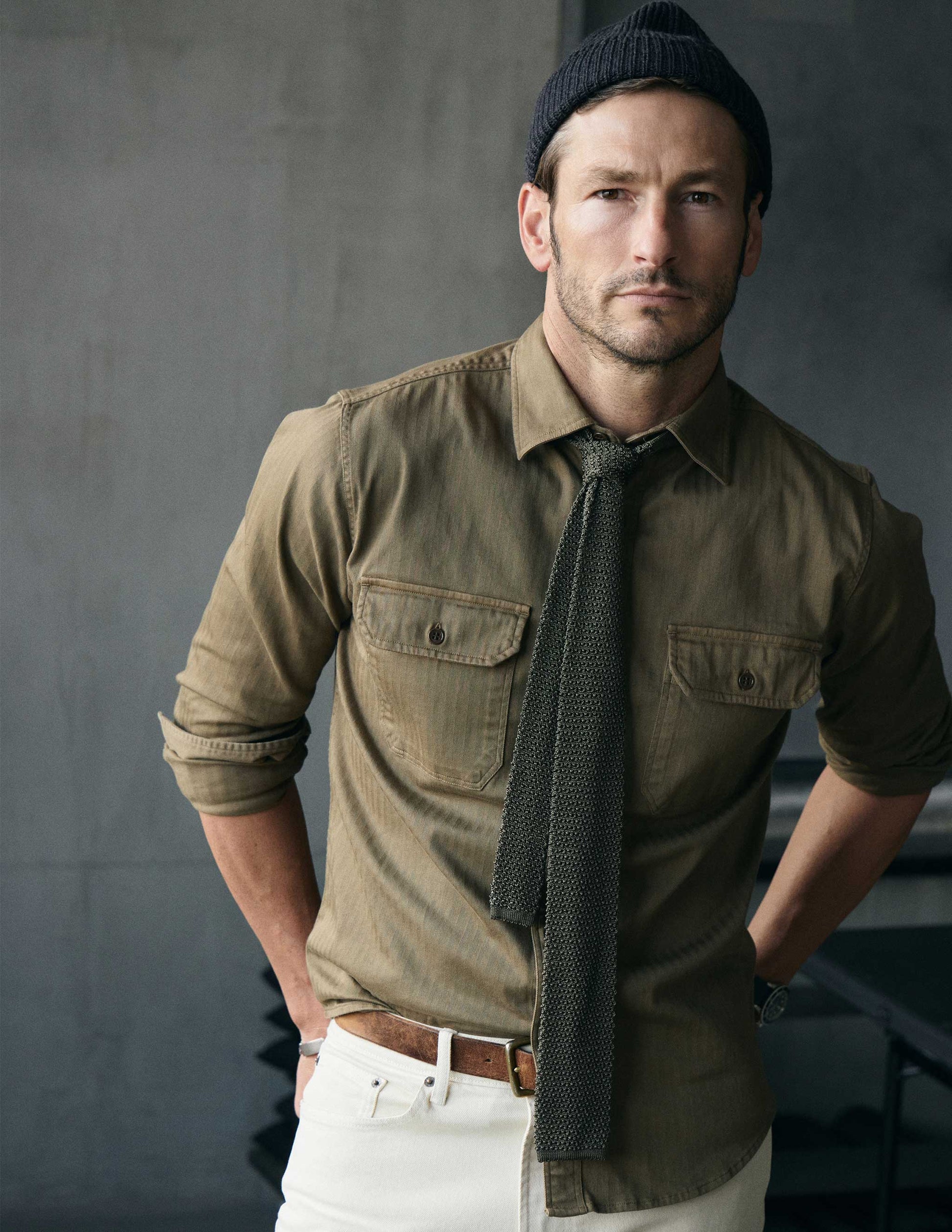 Italian Merino Wool Watch Cap in Navy