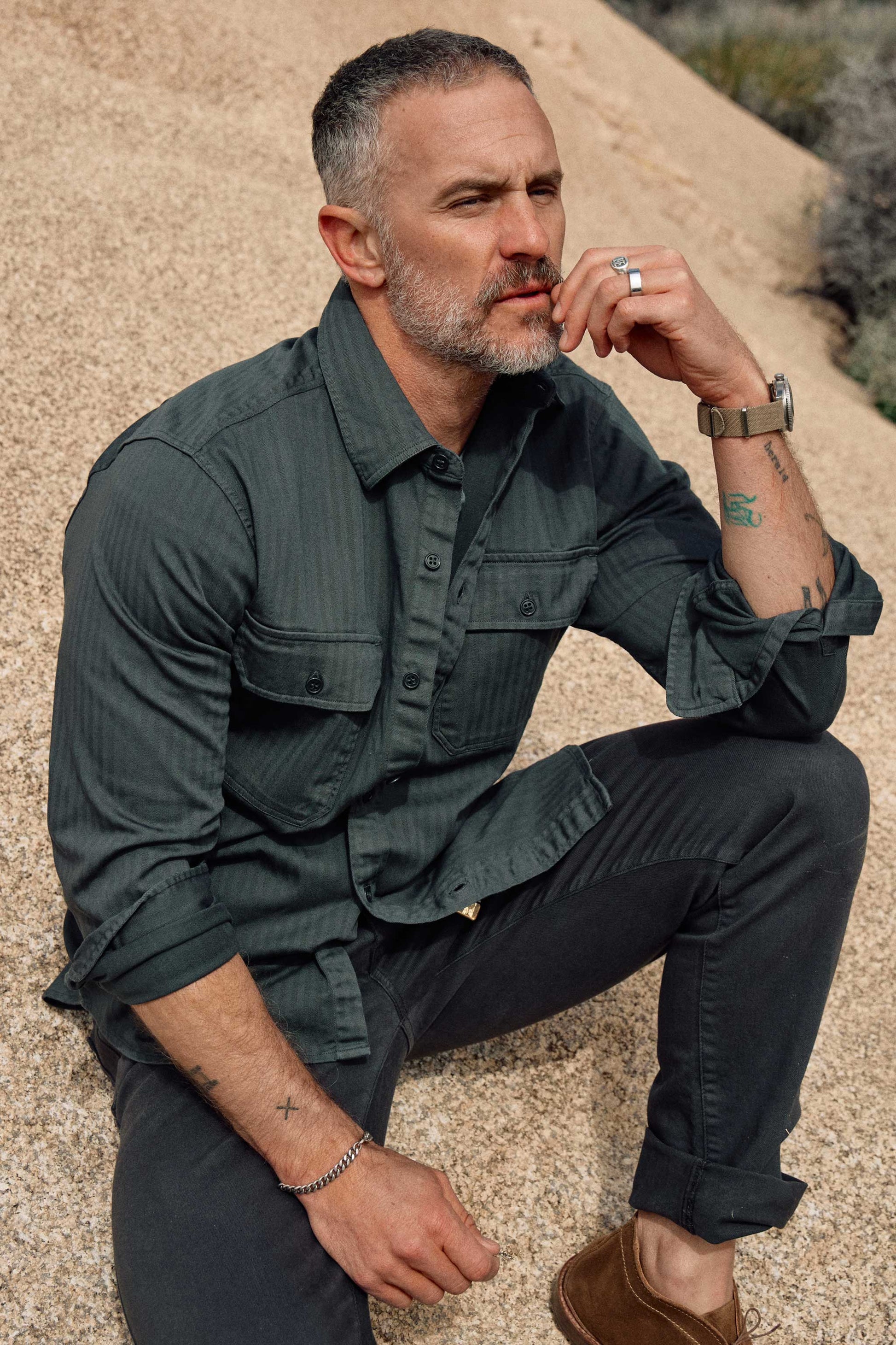 Wade Garment Dyed Five Pocket Pant in Carbon