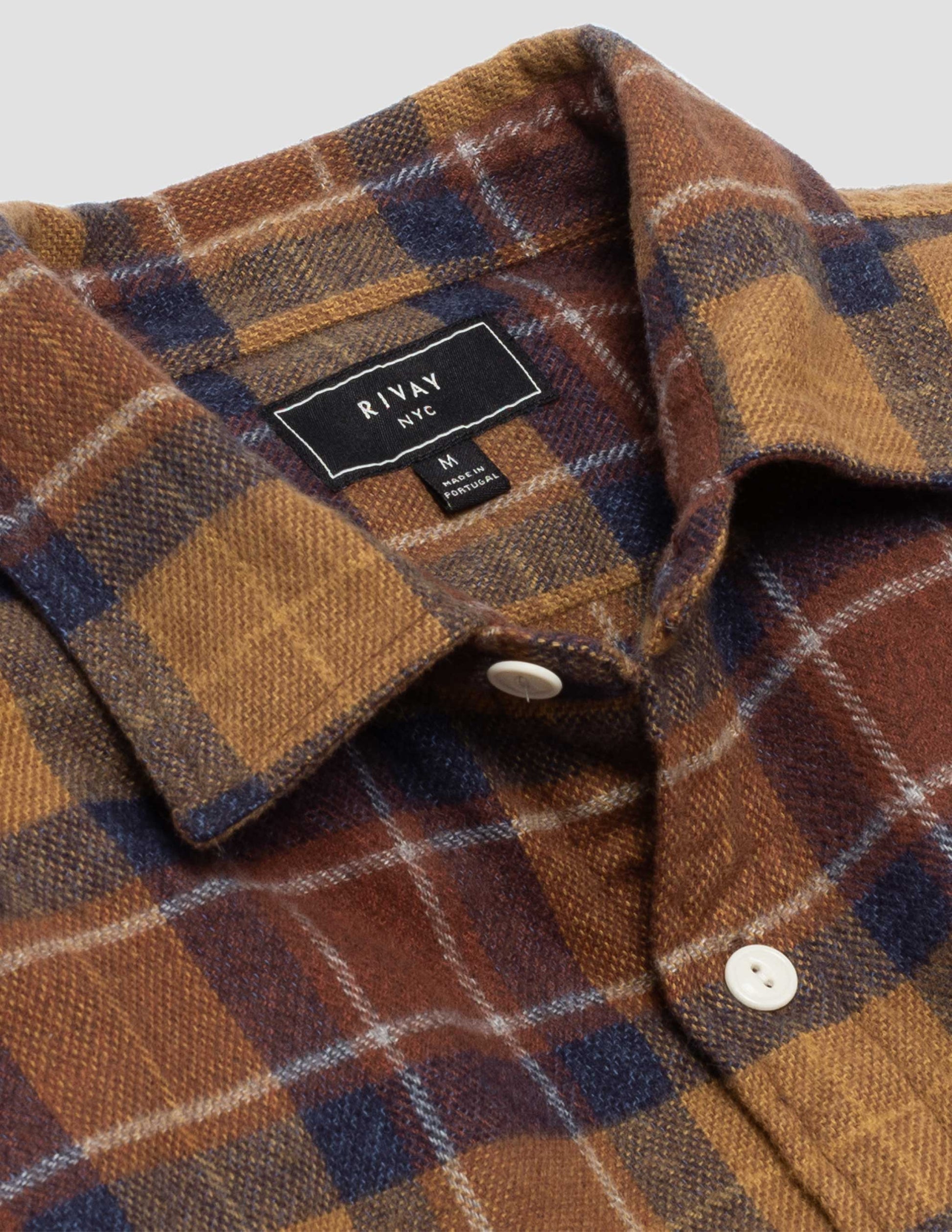 Rivay Ellsworth Jaspé Flannel Shirt in Sepia Plaid