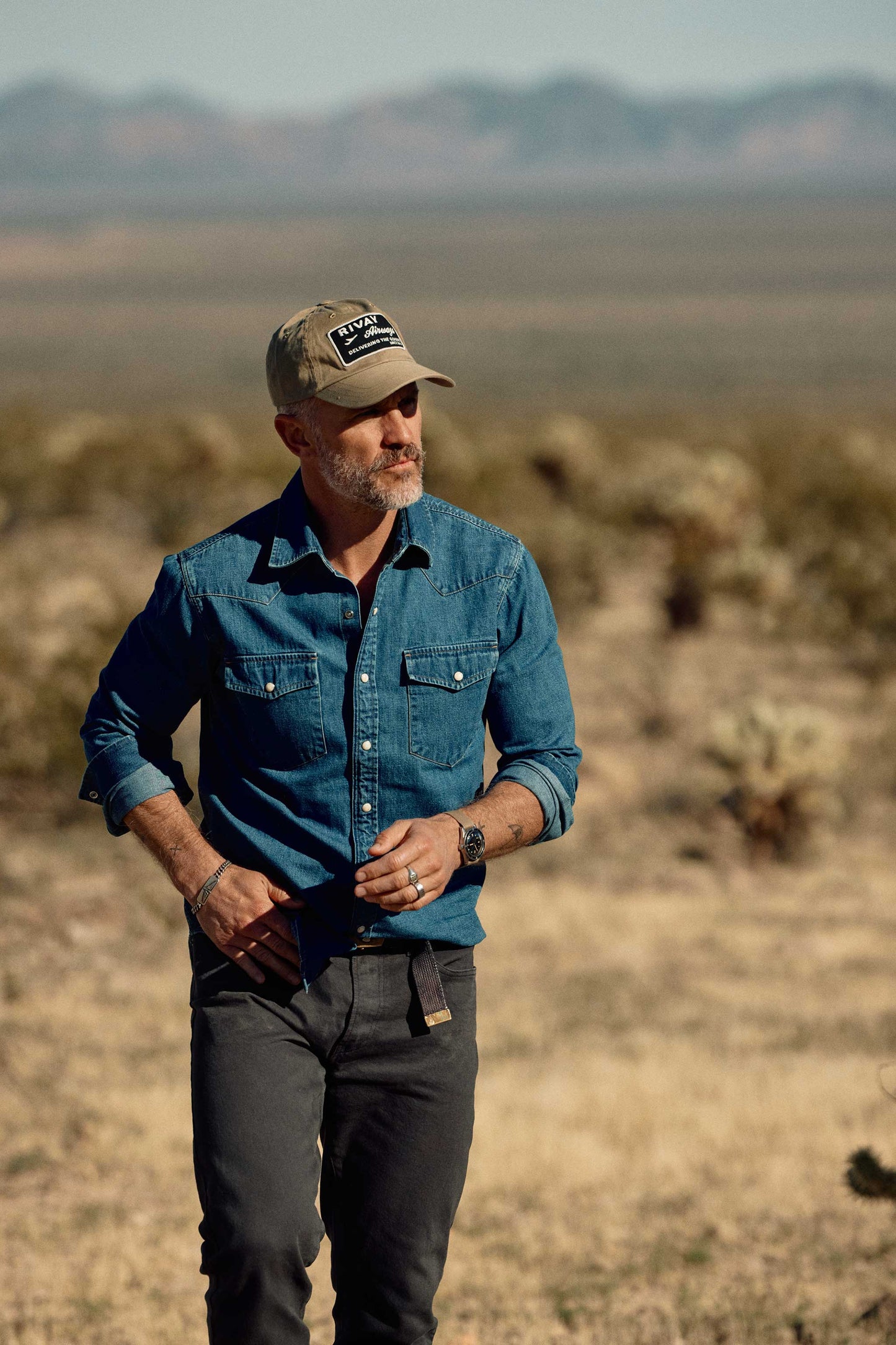 Ennis Selvedge Denim Western Shirt in Medium Wash