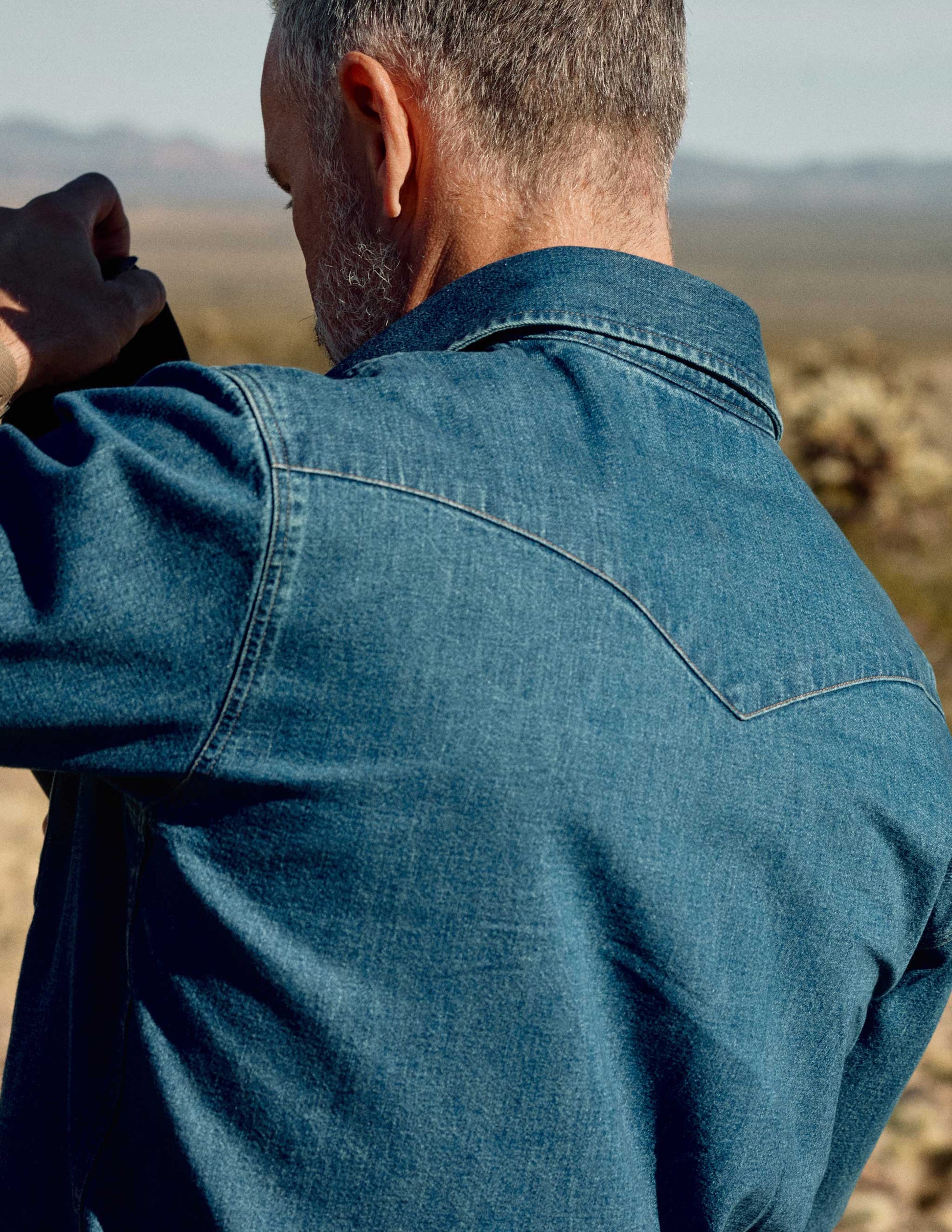 Ennis Selvedge Denim Western Shirt in Medium Wash
