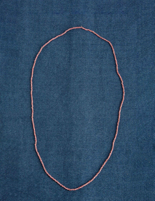 Rivay Vintage 1800s Chevron Trade Bead Necklace in Multi Red & Mauve