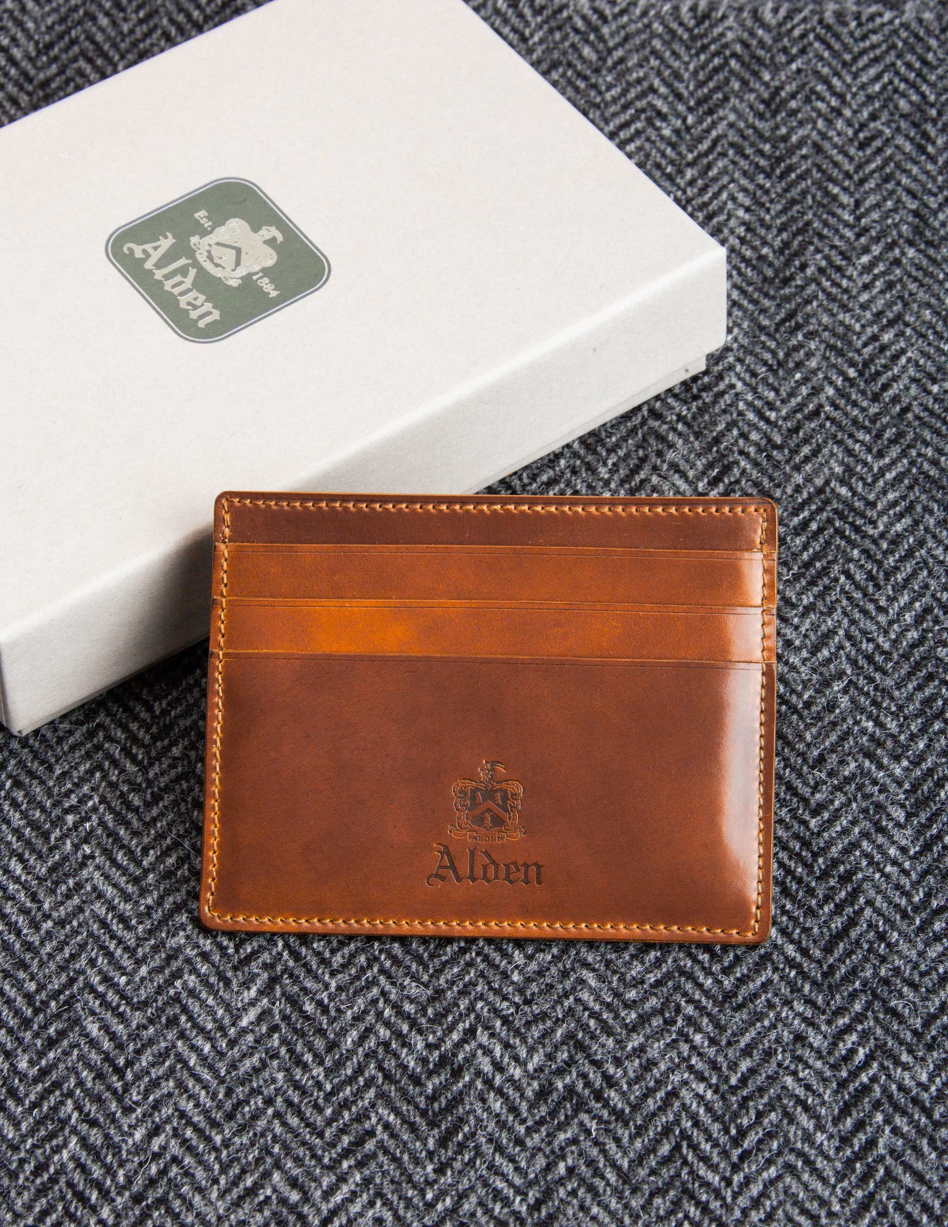 Rivay Alden Card Case in Whiskey Shell Cordovan