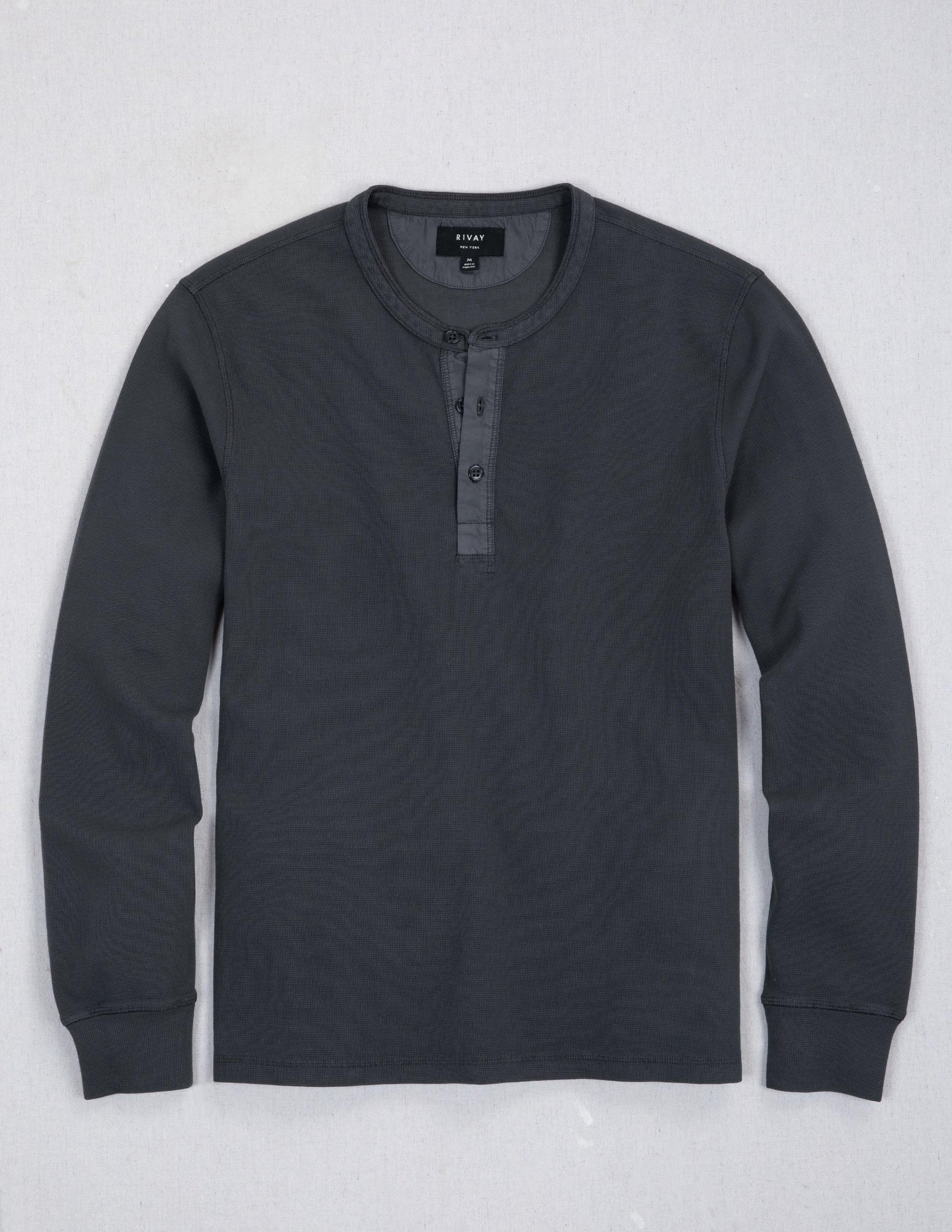 Gibson Waffle Henley in Weathered Black