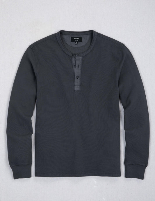 Gibson Waffle Henley in Weathered Black
