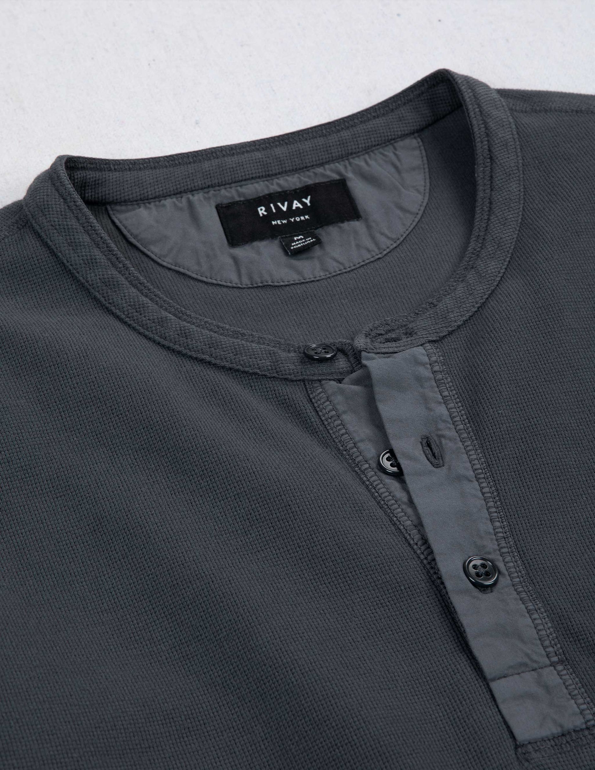Gibson Waffle Henley in Weathered Black
