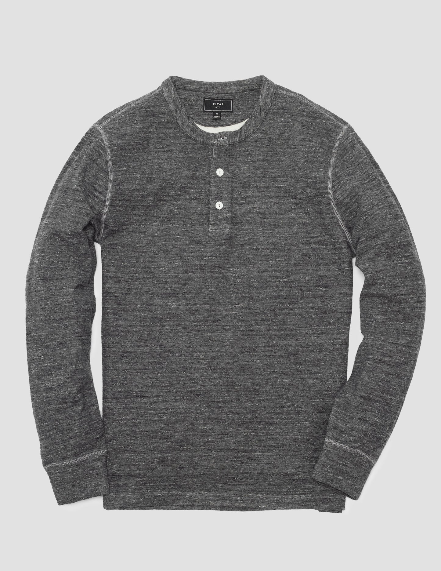 Rivay Ford Double Knit Henley in Charcoal