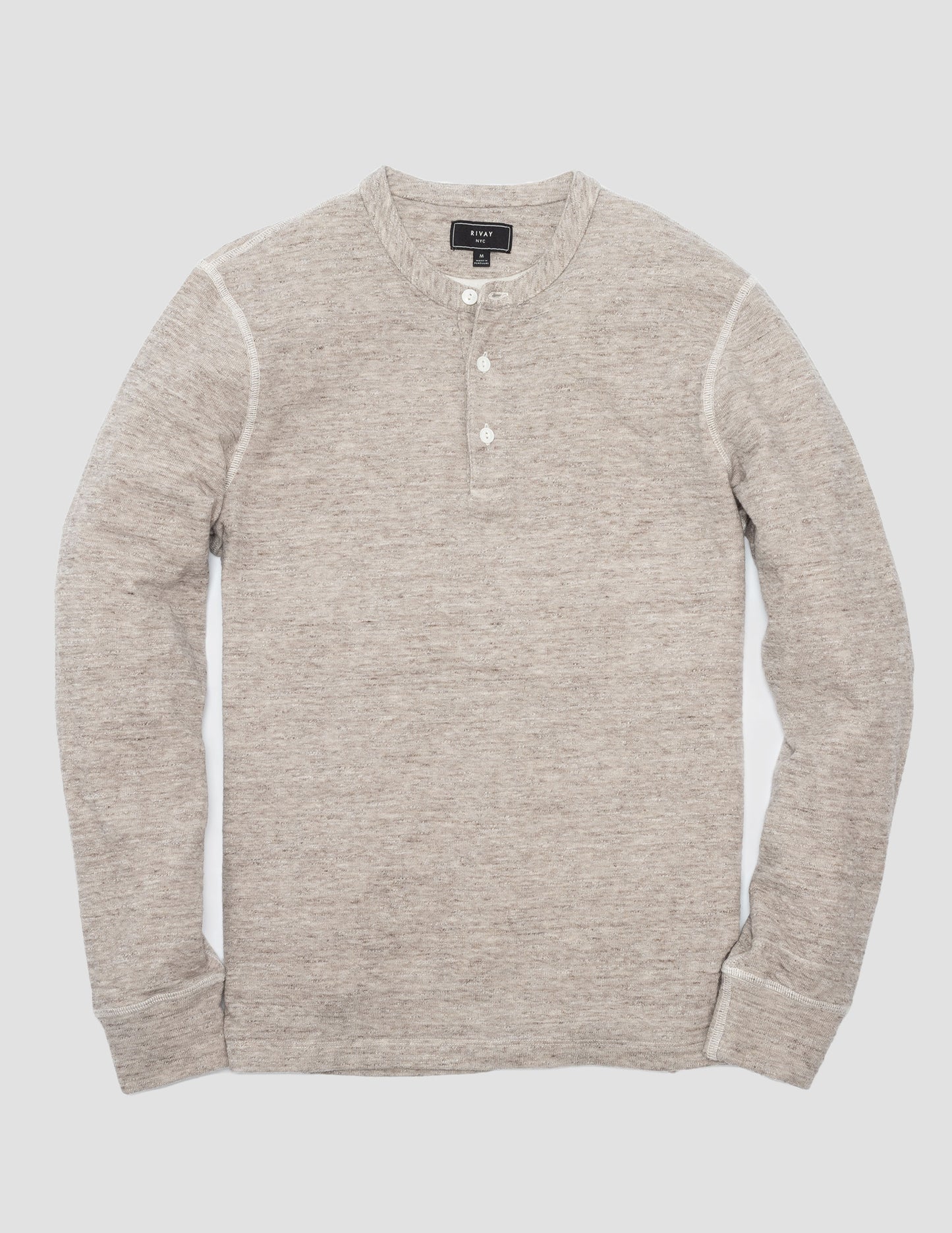 Rivay Ford Double Knit Henley in Oatmeal
