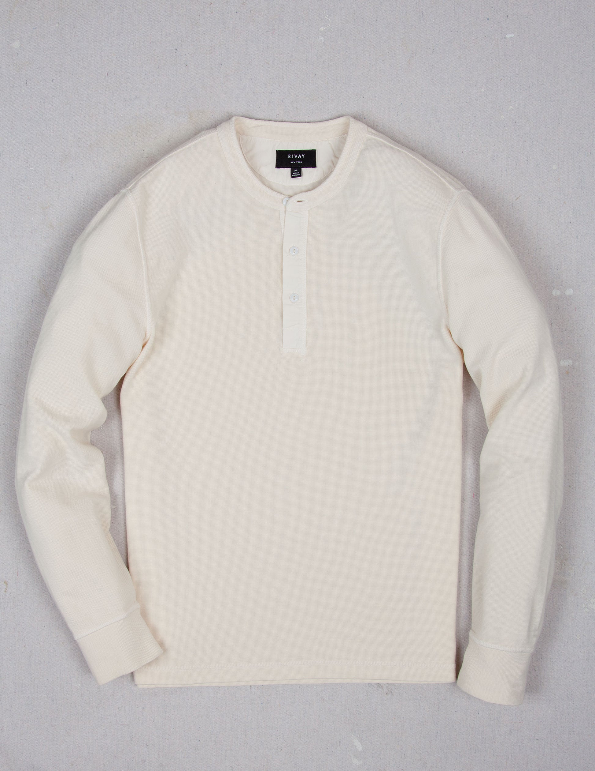 Gibson Waffle Henley in Antique White