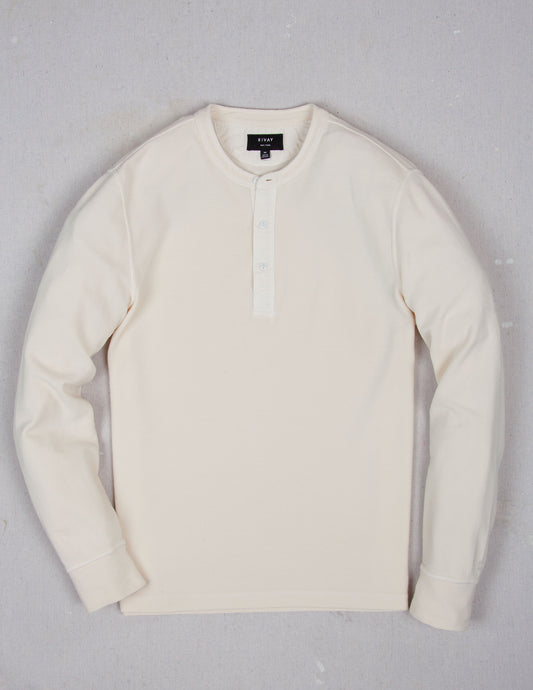 Gibson Waffle Henley in Antique White