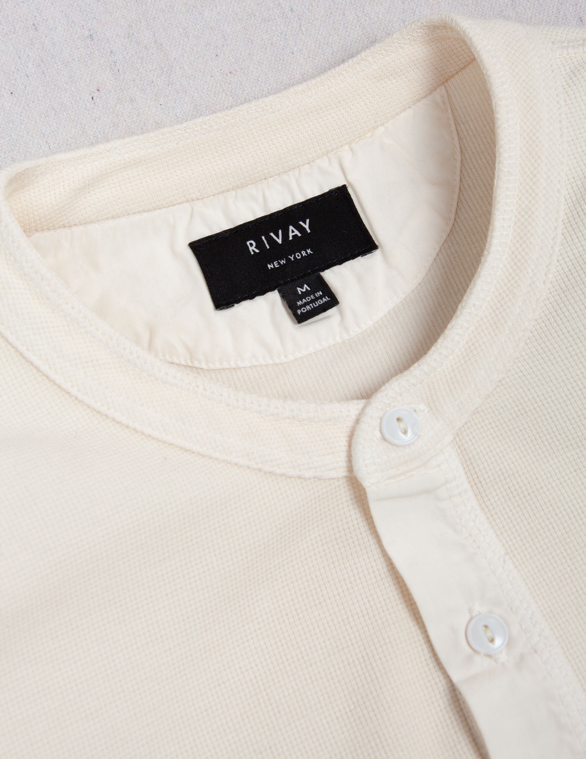 Gibson Waffle Henley in Antique White