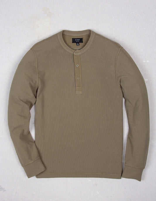 Gibson Waffle Henley in Tent Tan