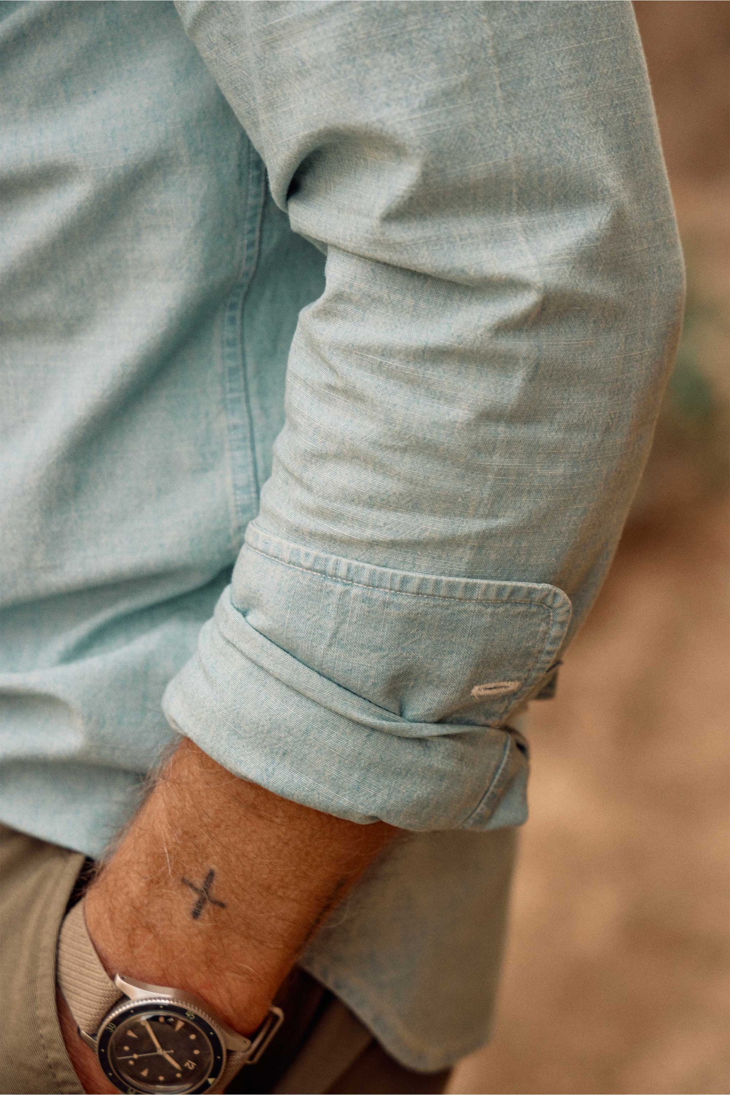 Grady Chambray Shirt in Bleach Wash