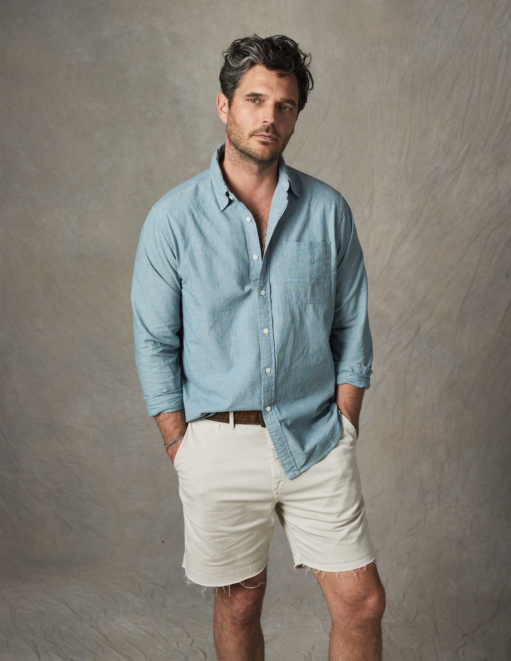 Rivay Grady Chambray Shirt in Bleach Wash