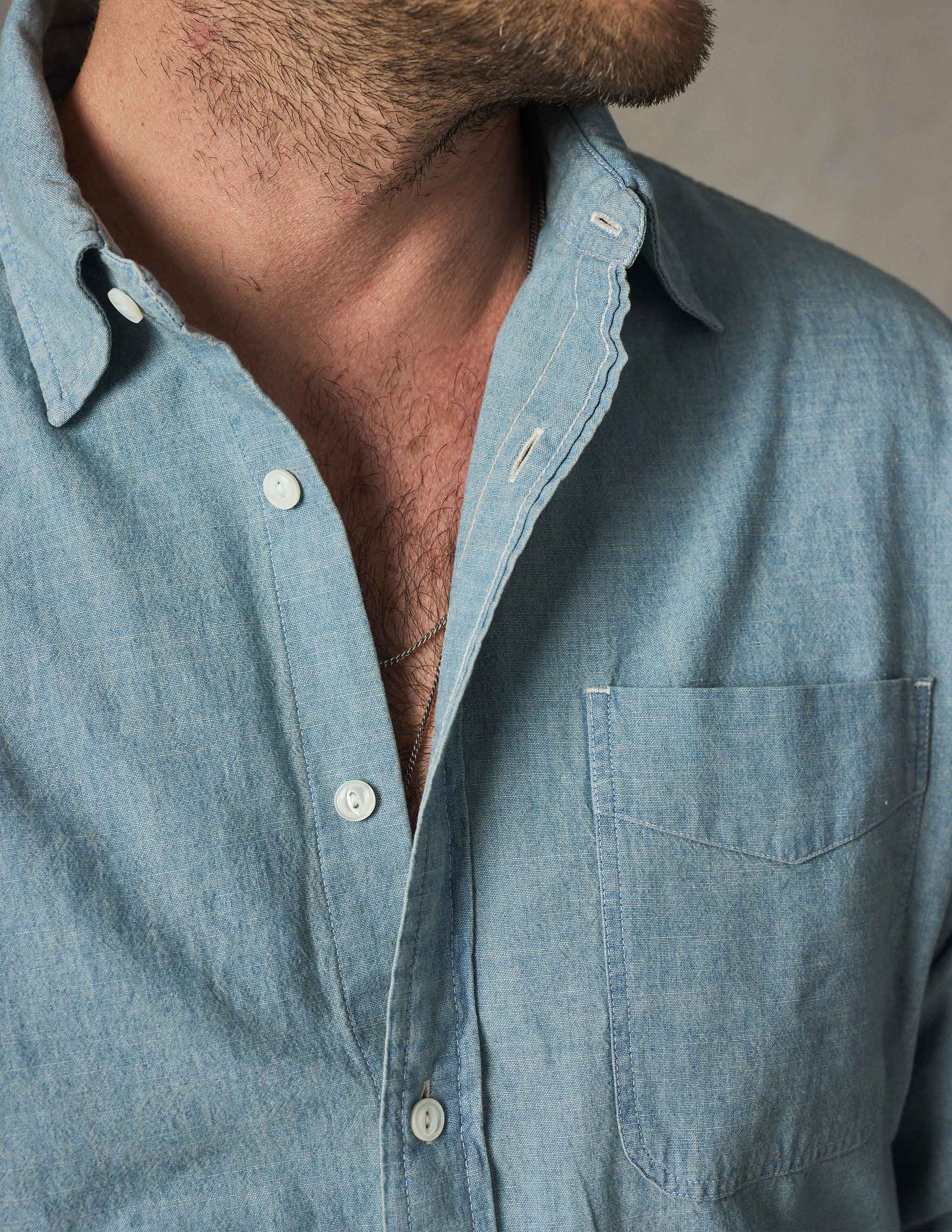Rivay Grady Chambray Shirt in Bleach Wash