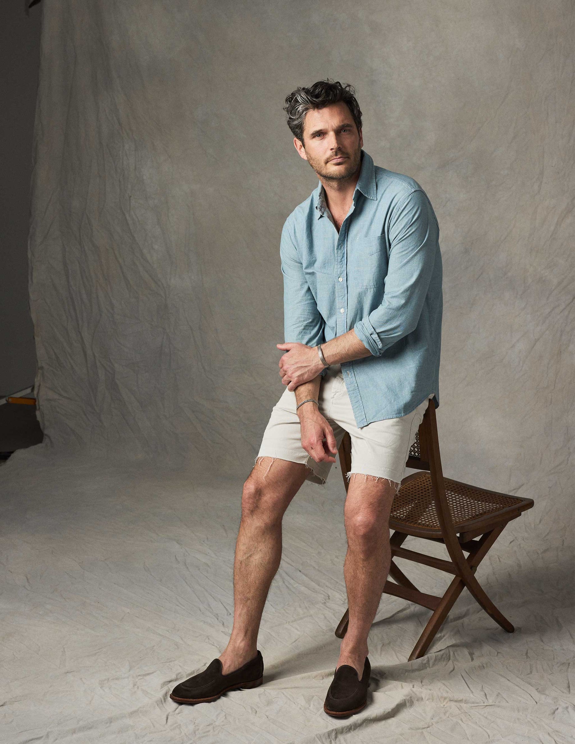Rivay Grady Chambray Shirt in Bleach Wash
