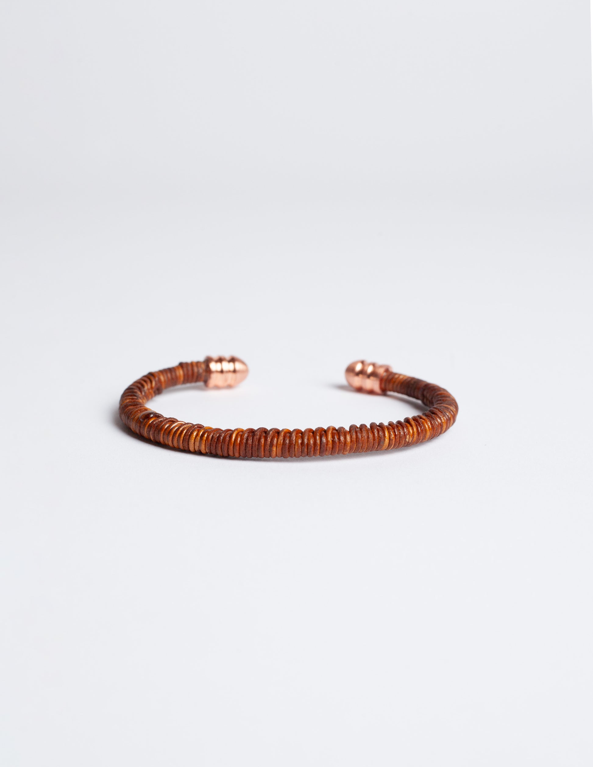 Rivay Helio Ascari Thin Leather Wrapped Copper Cuff Bracelet