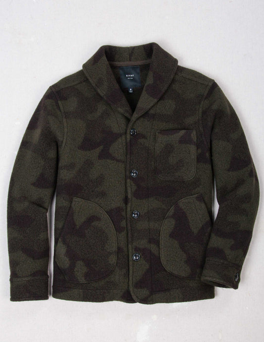 Hale Wool Cardigan in Olive Camo