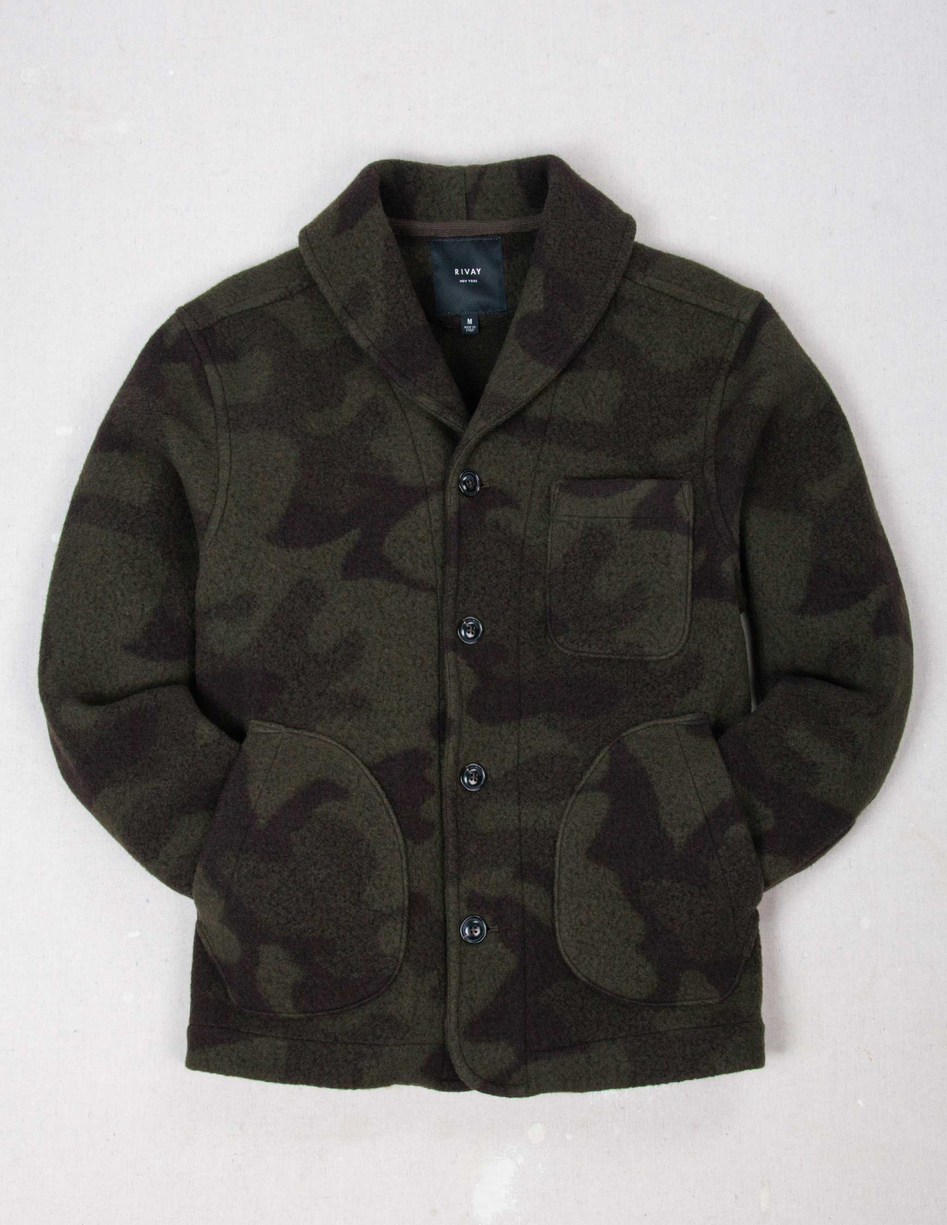 Hale Wool Cardigan in Olive Camo