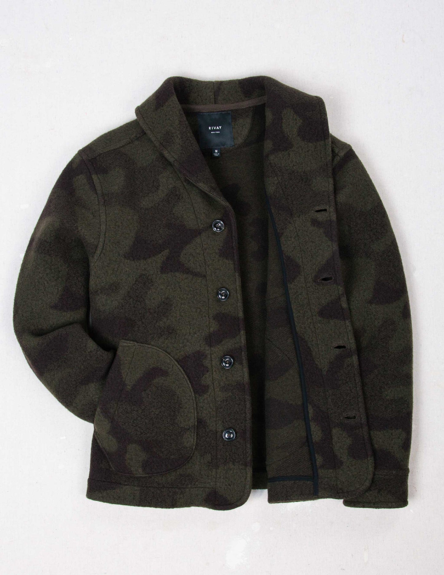 Hale Wool Cardigan in Olive Camo