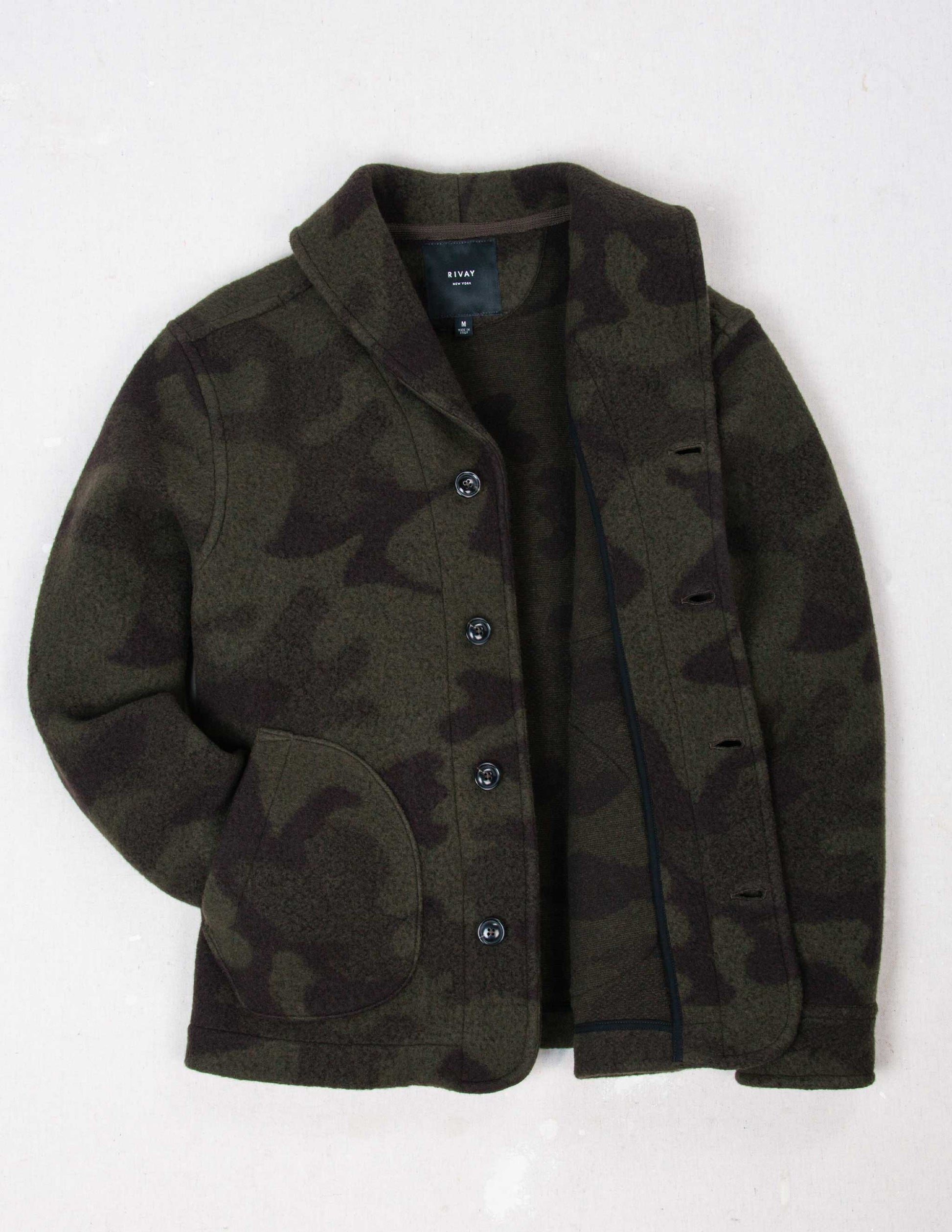 Hale Wool Cardigan in Olive Camo
