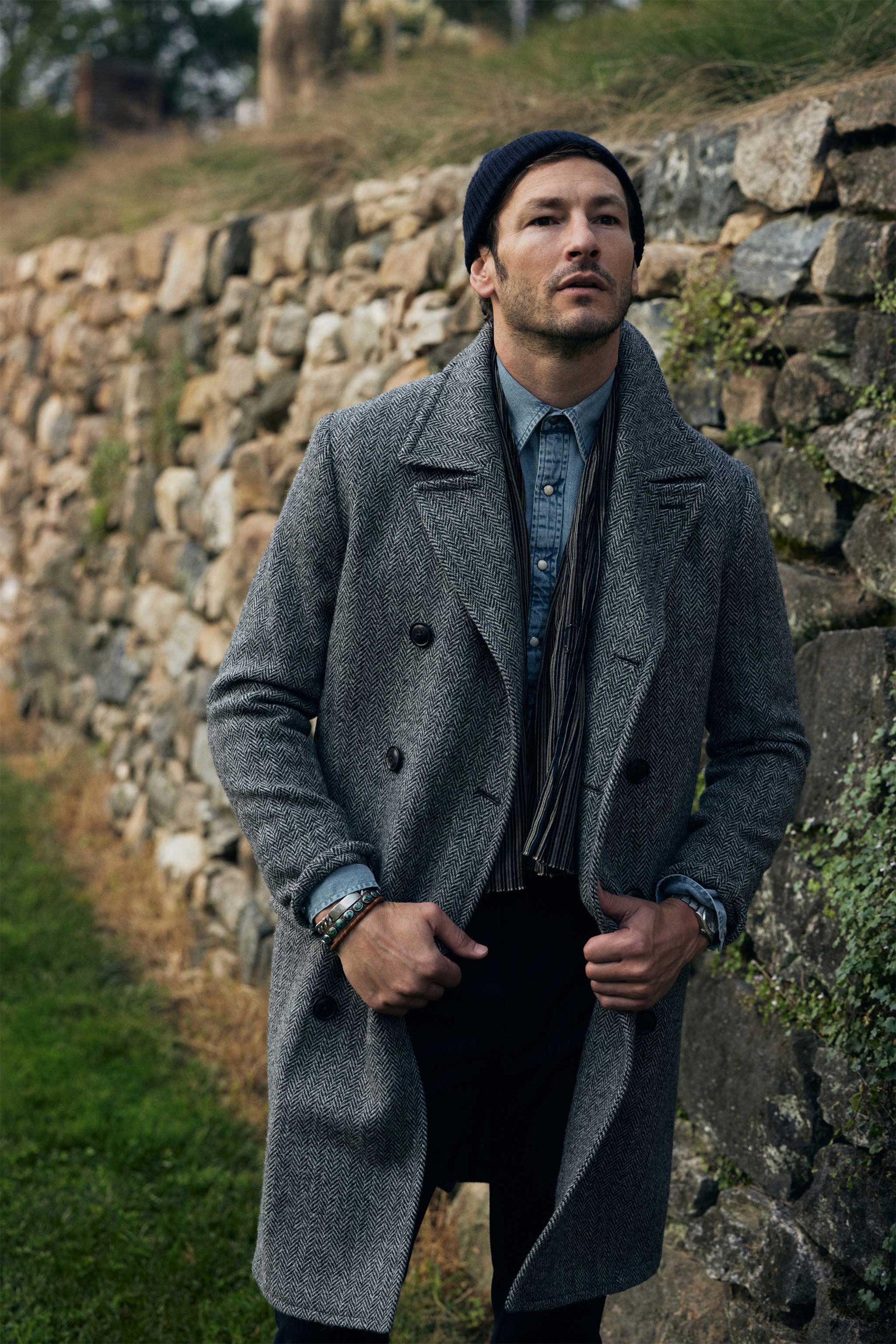 Harris Tweed Herringbone Double Breasted Topcoat – RIVAY