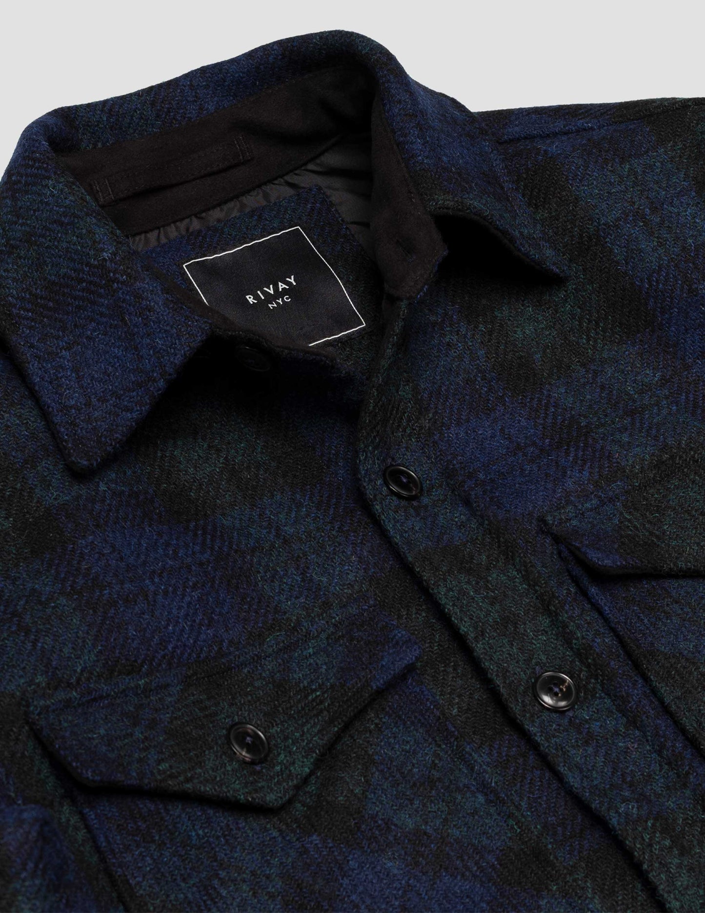 Rivay Harris Tweed Wool CPO Shirt Jacket in Blackwatch
