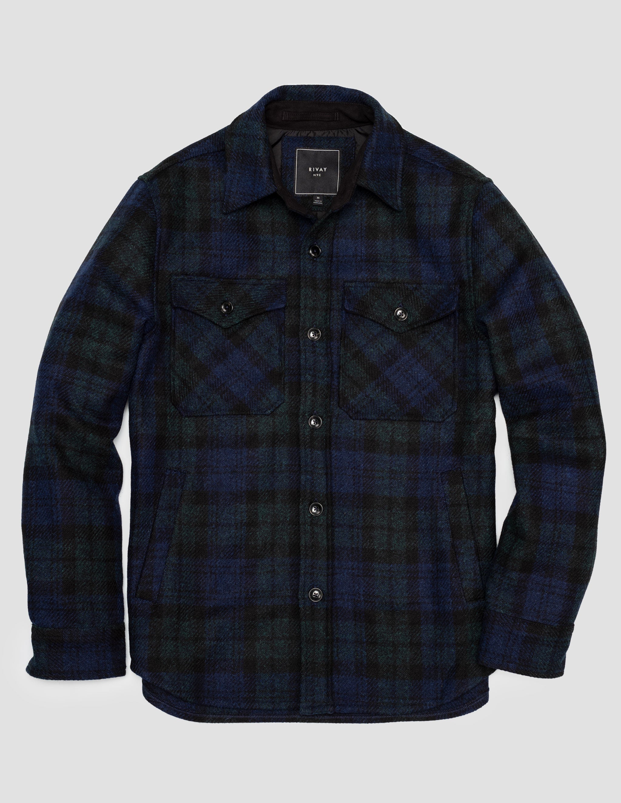 Harris Tweed Wool CPO Shirt Jacket in Blackwatch Plaid