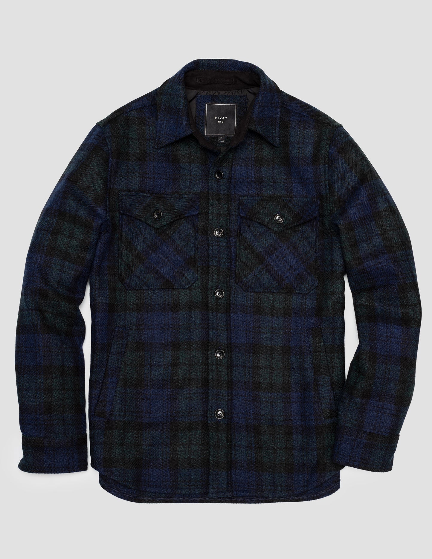 Rivay Harris Tweed Wool CPO Shirt Jacket in Blackwatch