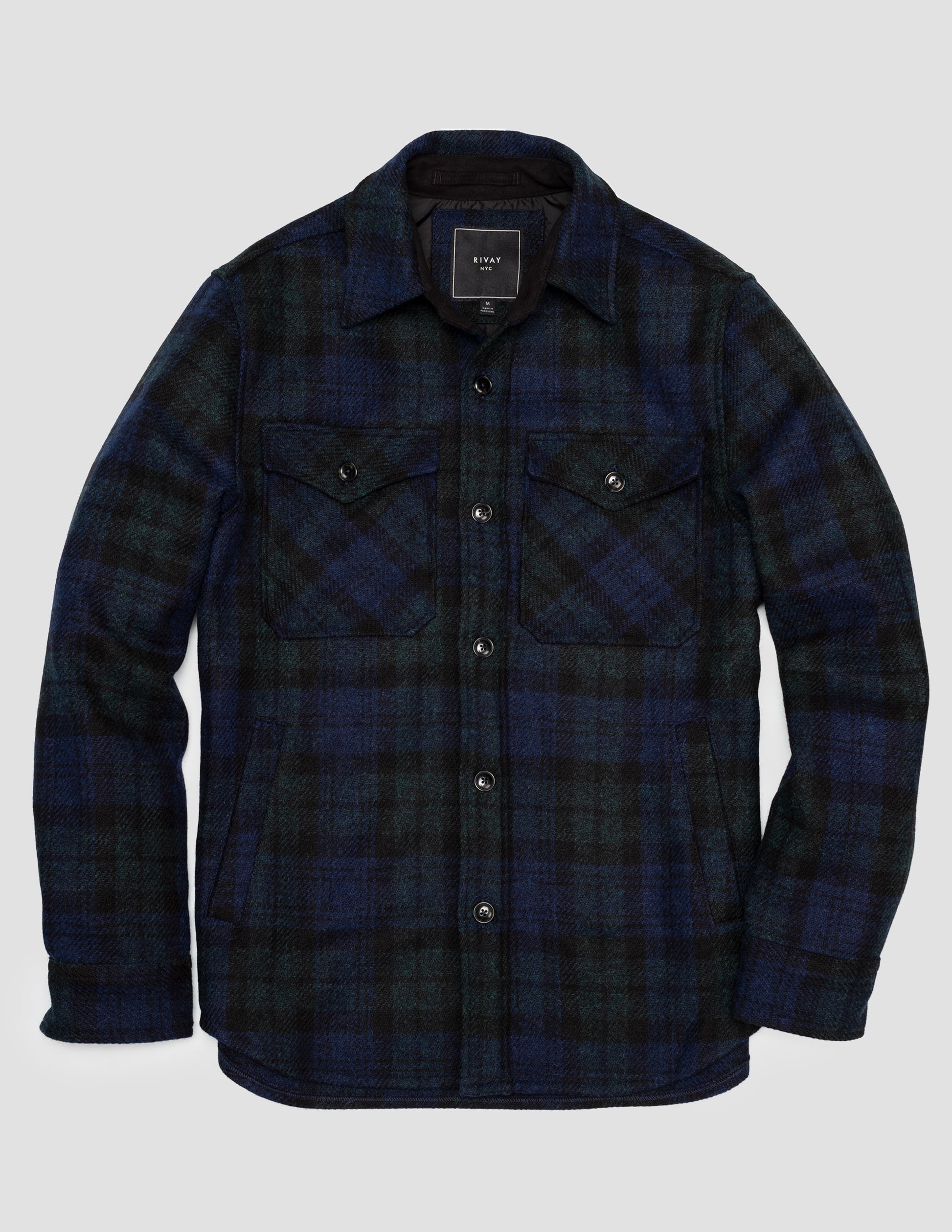 Rivay Harris Tweed Wool CPO Shirt Jacket in Blackwatch