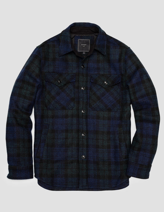 Rivay Harris Tweed Wool CPO Shirt Jacket in Blackwatch