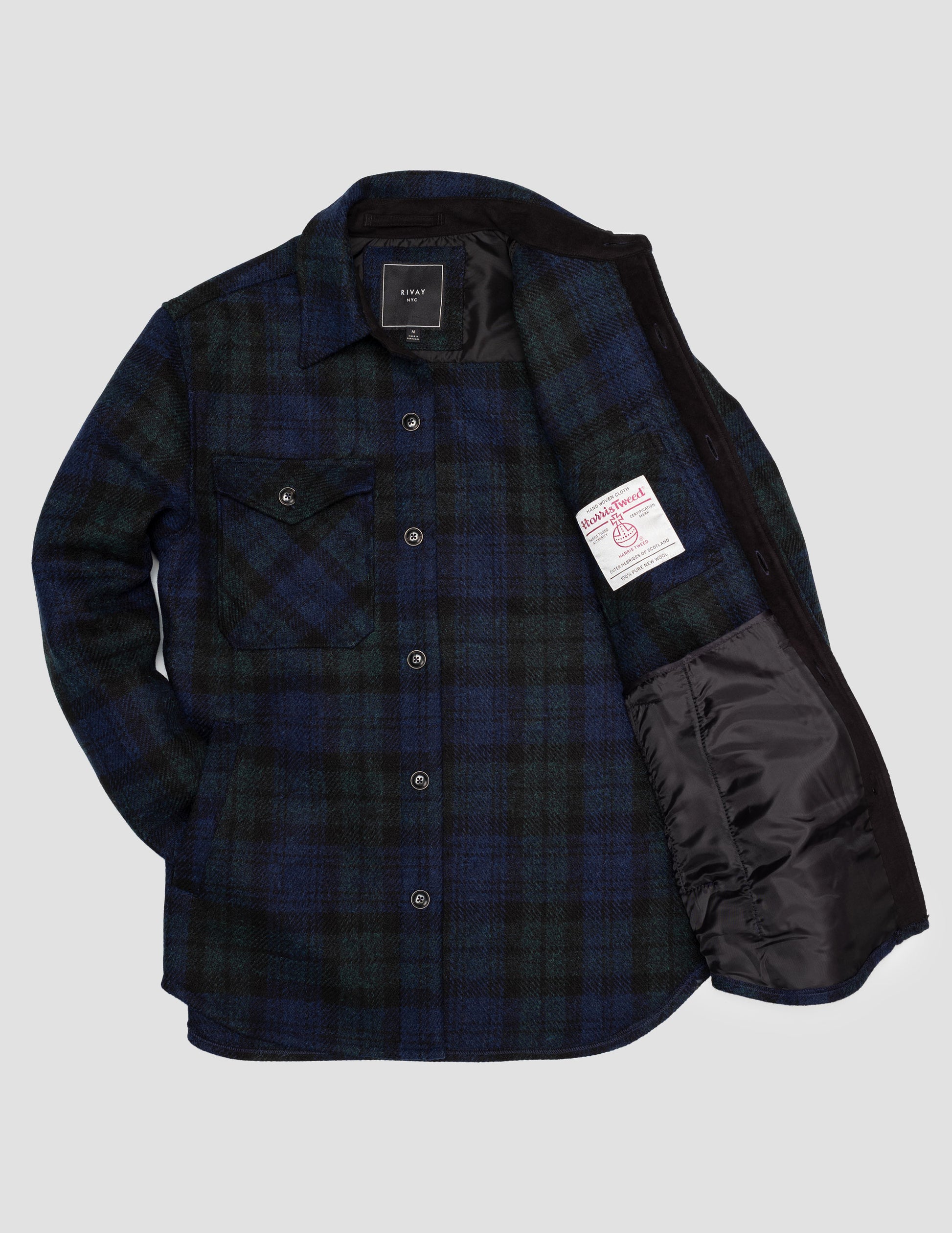 Rivay Harris Tweed Wool CPO Shirt Jacket in Blackwatch