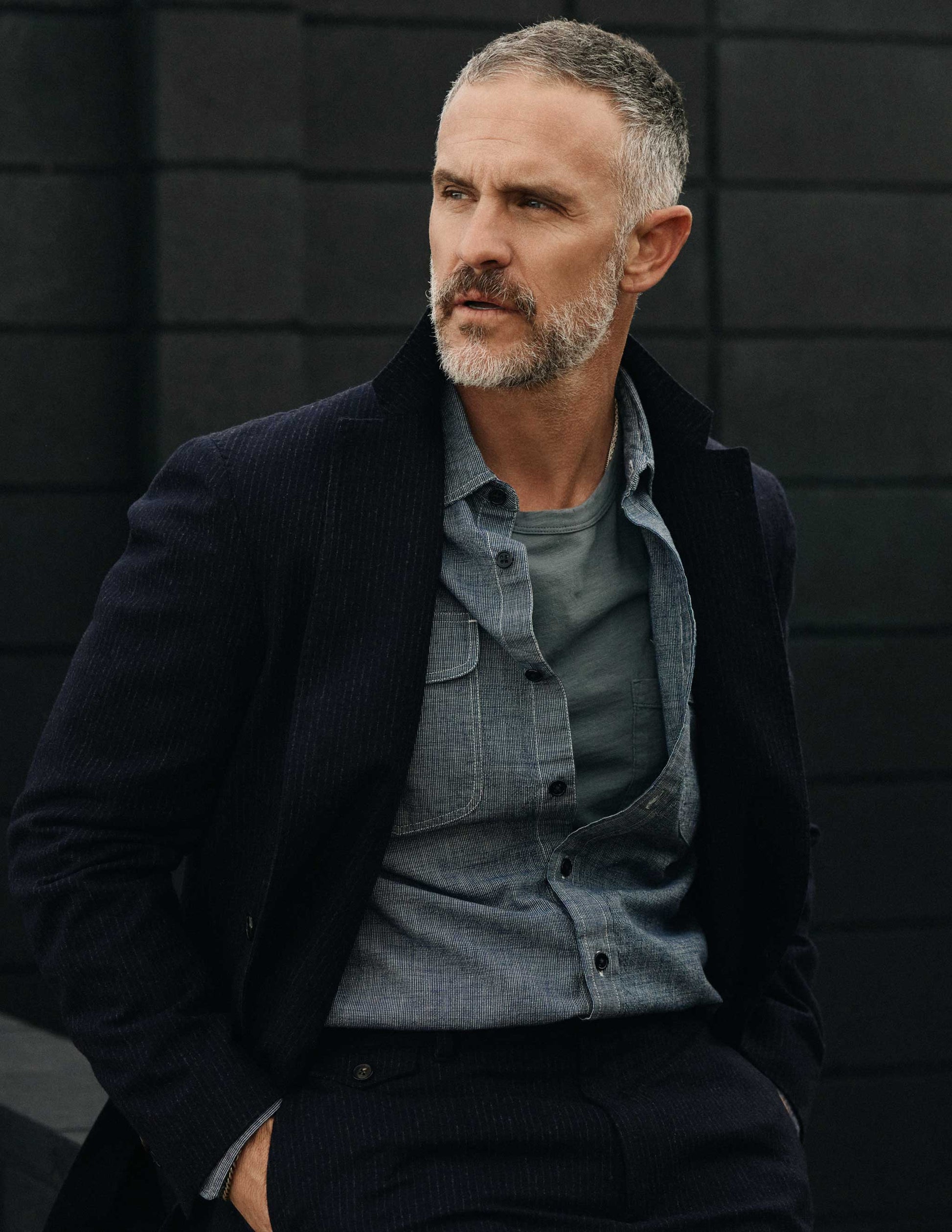 Slub Cotton Pocket Tee in Storm