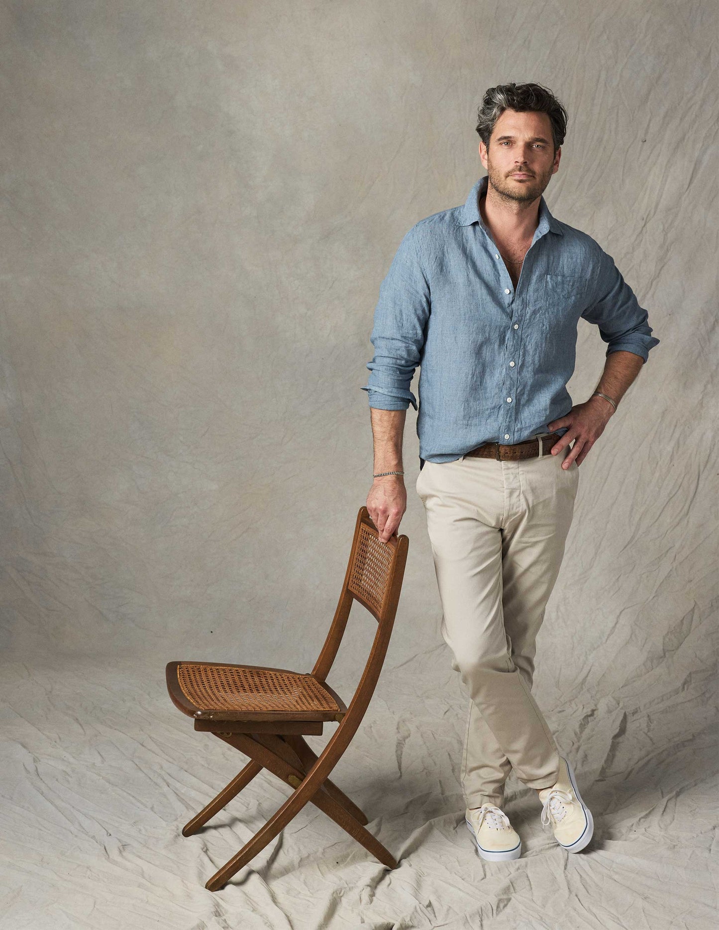 Rivay Isle Linen Shirt in Harbor Blue