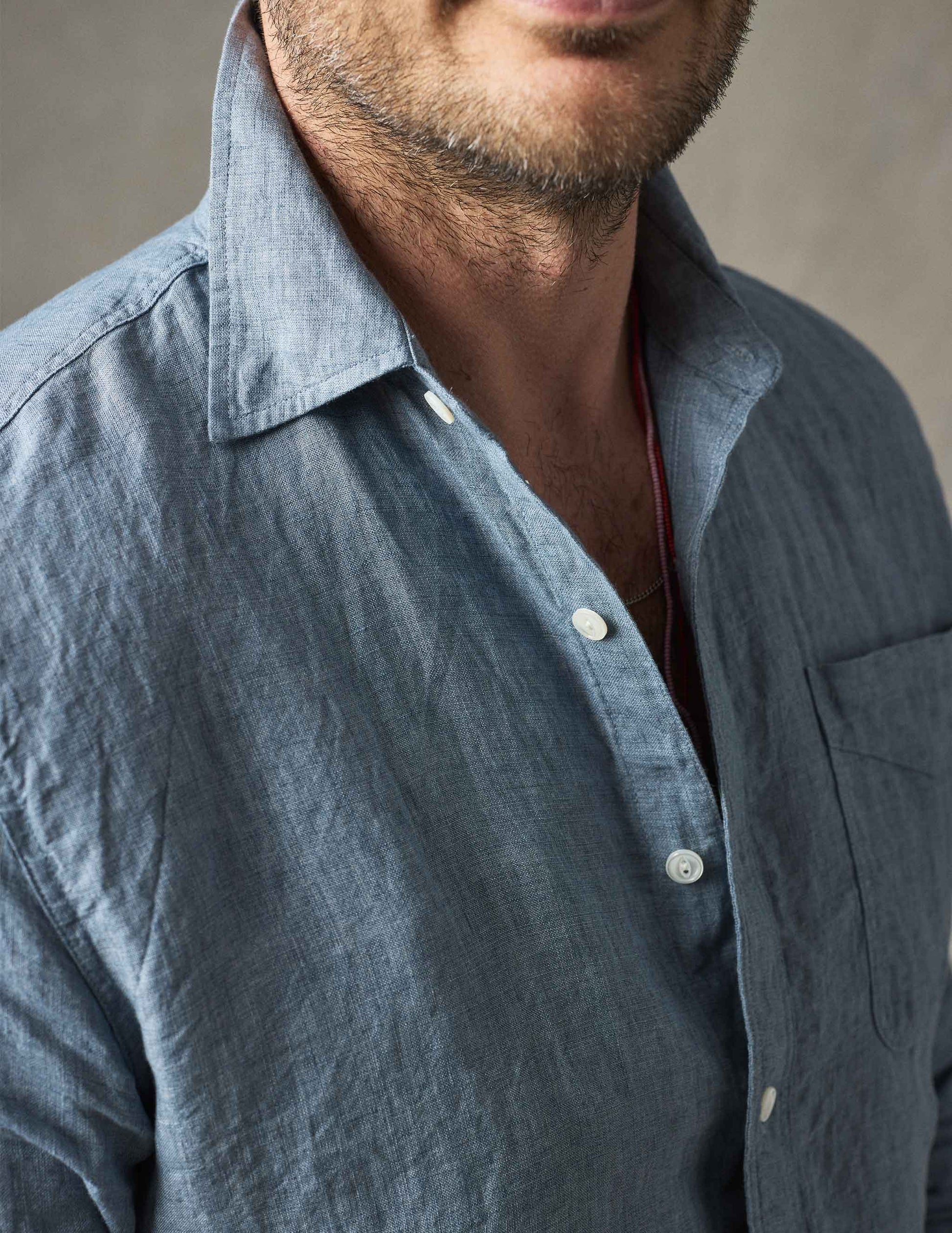 Rivay Isle Linen Shirt in Harbor Blue