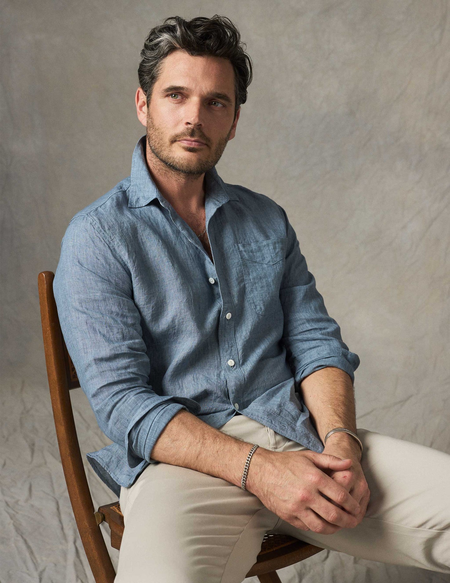 Rivay Isle Linen Shirt in Harbor Blue