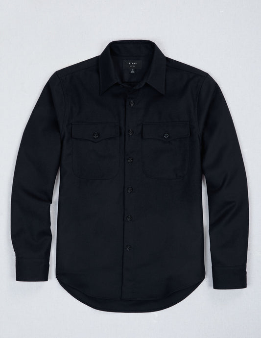 Irving Wool Flannel Shirt in Midnight