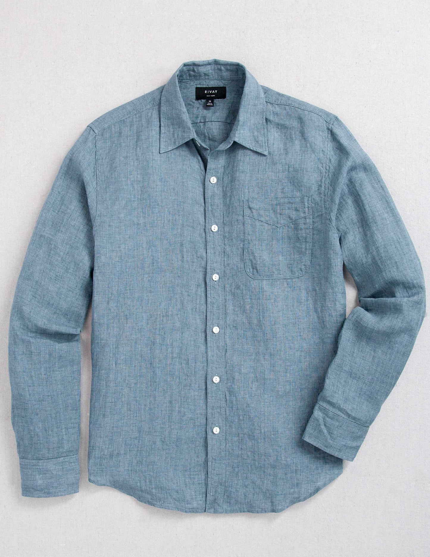 Rivay Isle Linen Shirt in Harbor Blue