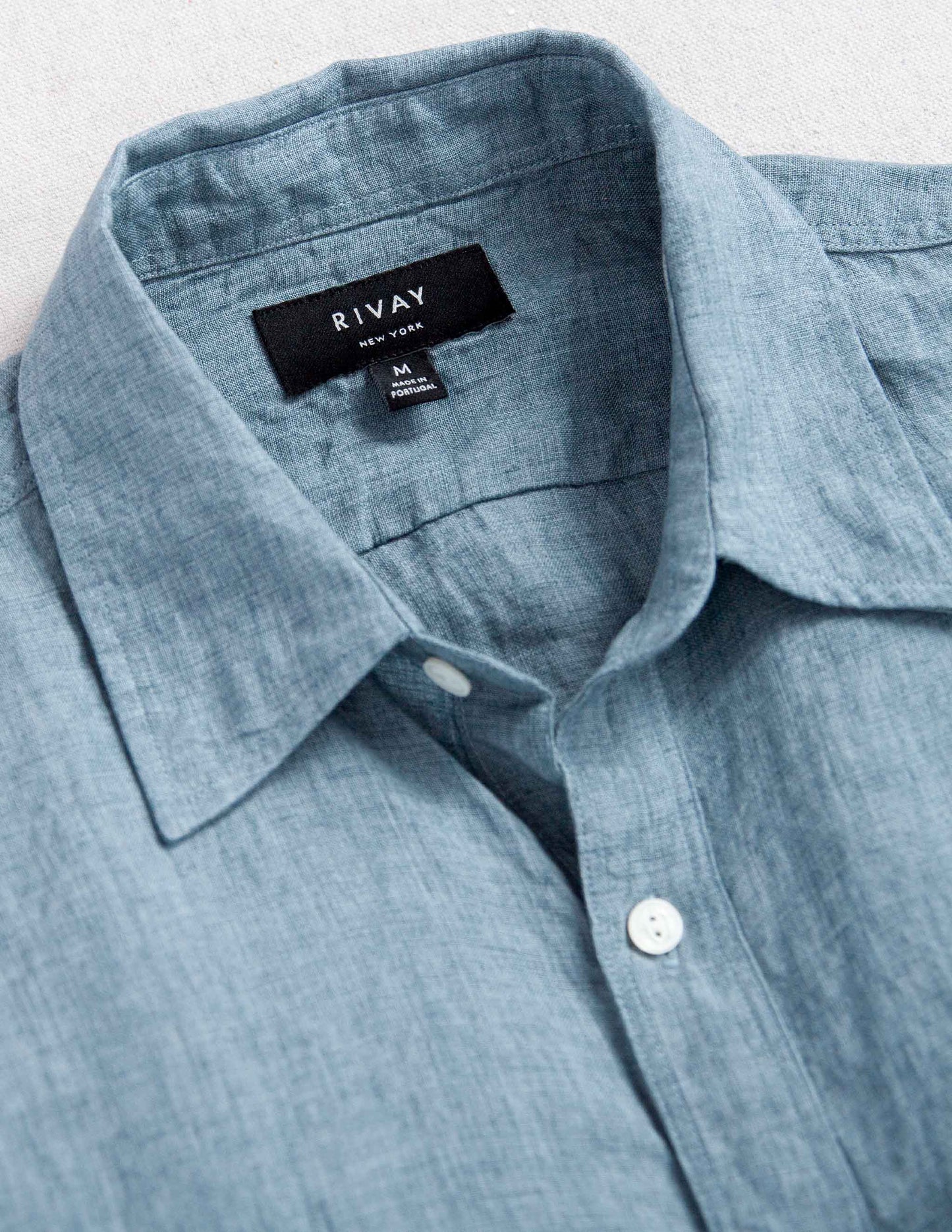 Rivay Isle Linen Shirt in Harbor Blue
