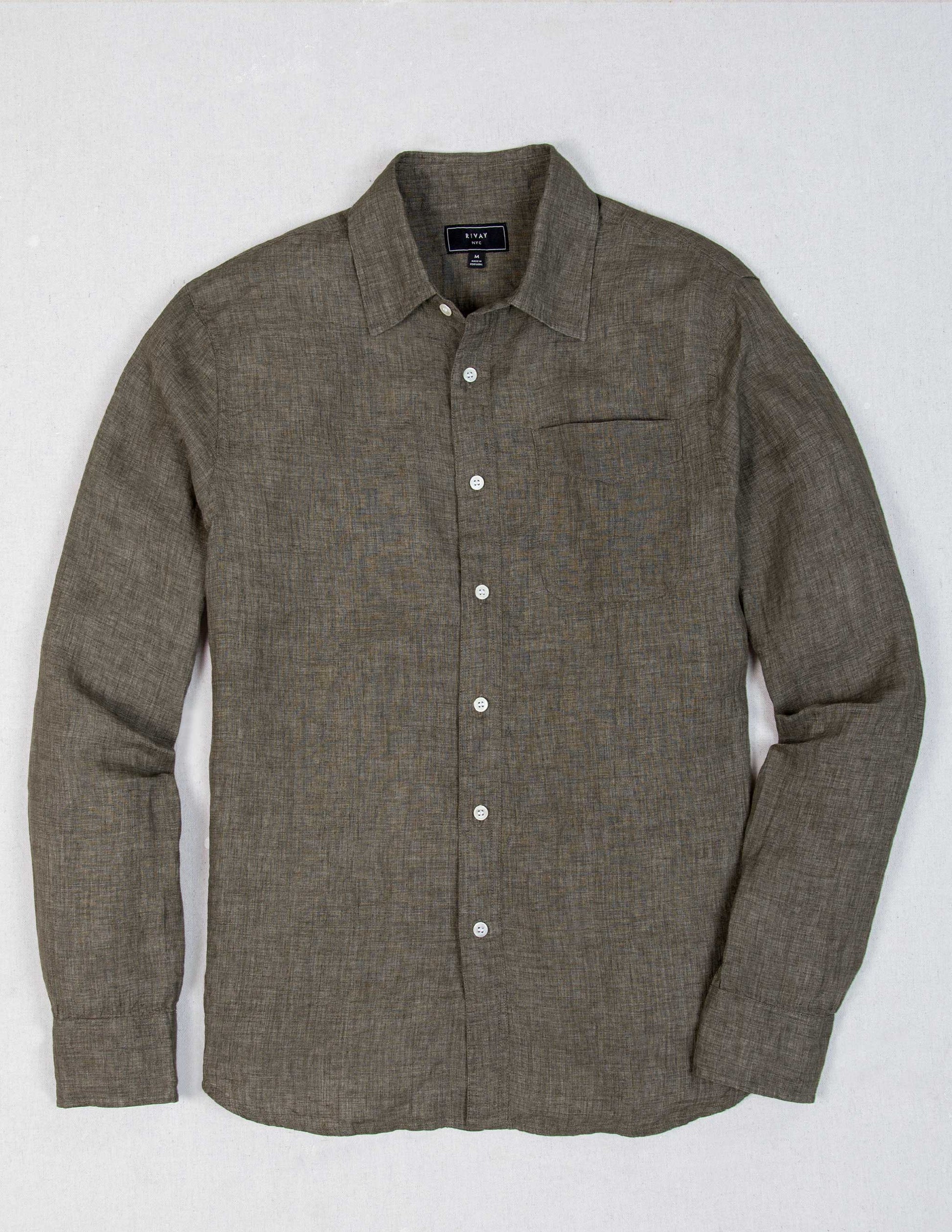 Rivay Isle Linen Shirt in Sage Brush