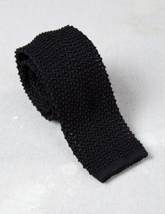 Italian Silk Knit Tie in Black