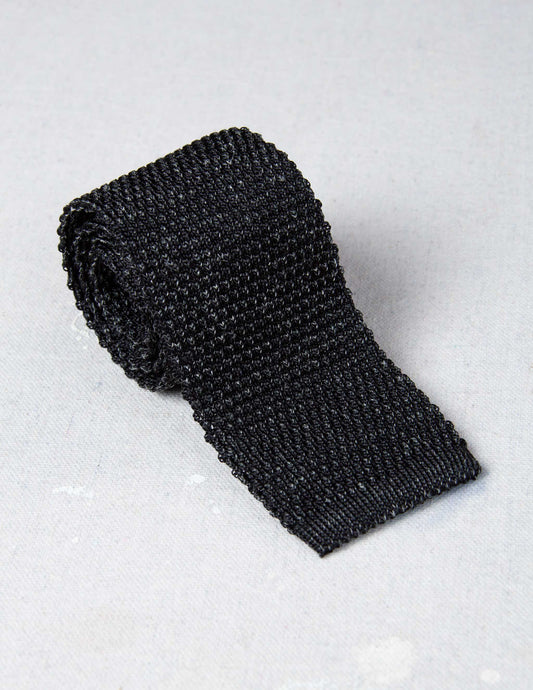 Italian Silk Linen Knit Tie in Charcoal